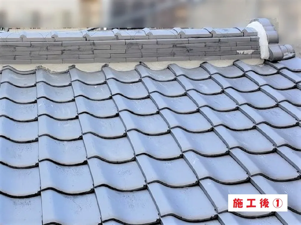 大阪市城東区 H様邸の屋根漆喰工事・施工後の写真