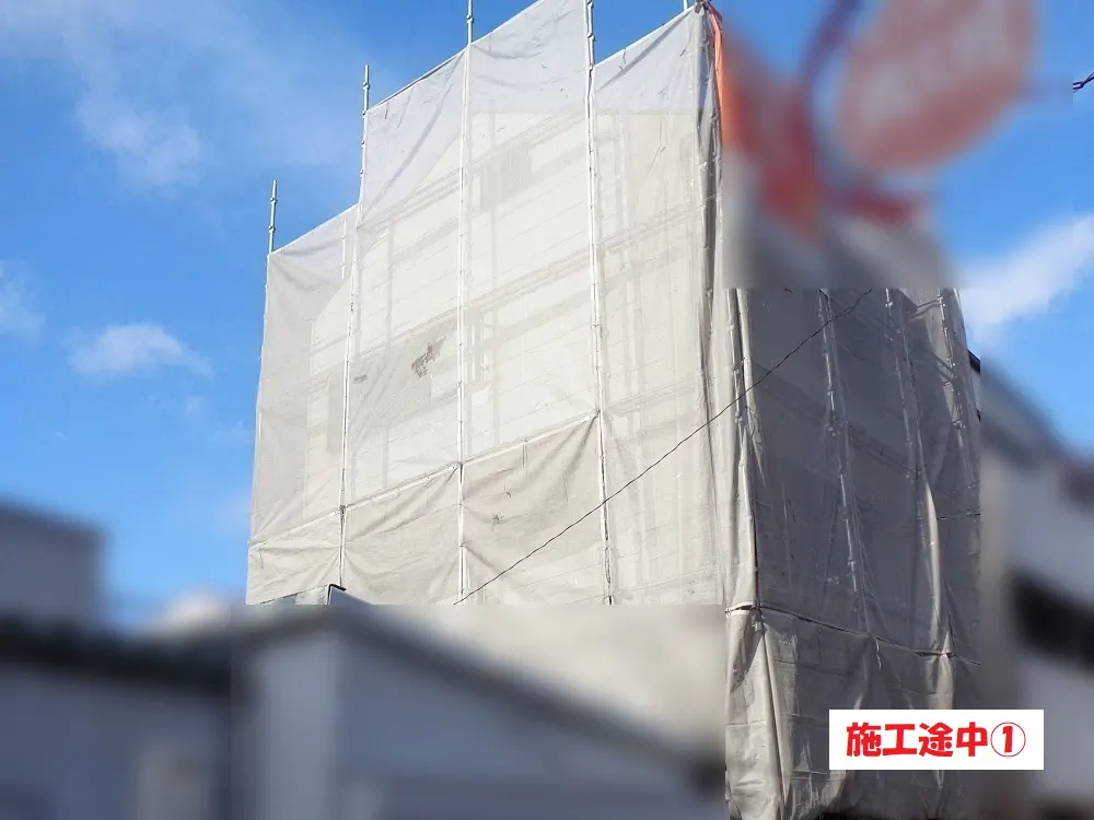 大阪市福島区 Ｕ様邸の外壁塗装工事・施工中の写真